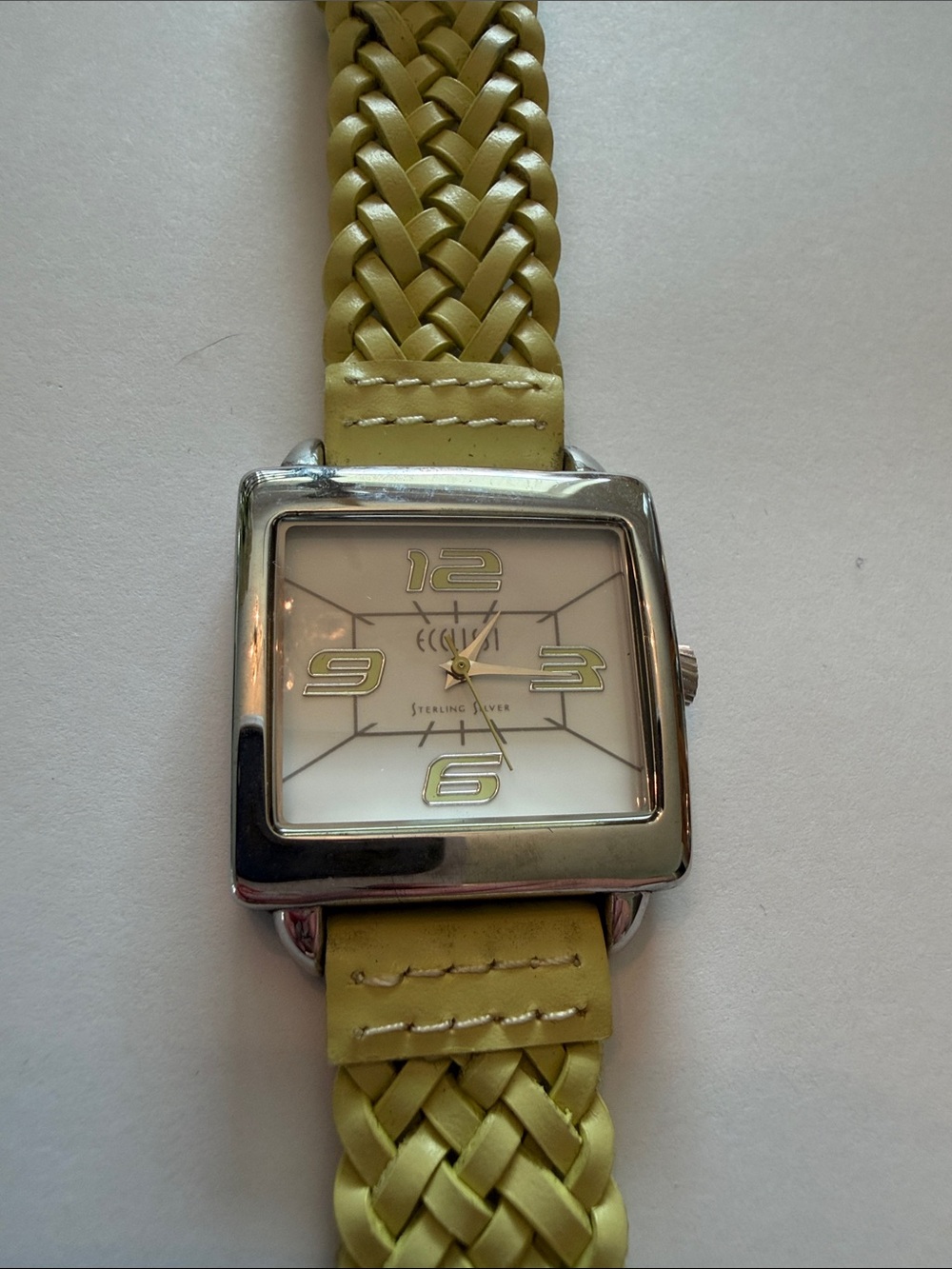 Ecclissi Vintage Women’s Woven Leather Watch Strap Wristwatch - Yellow